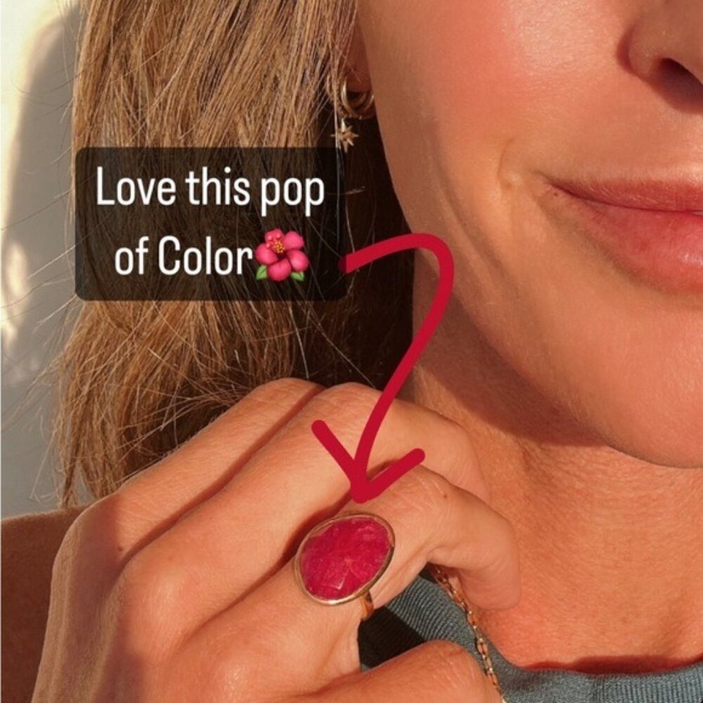 Gorgeous Statement Ring Ruby Gemstone Cocktail Ri… - image 1